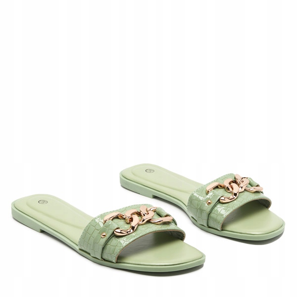 

Zielone Damskie Klapki Z Łańcuszkiem Meritala 38