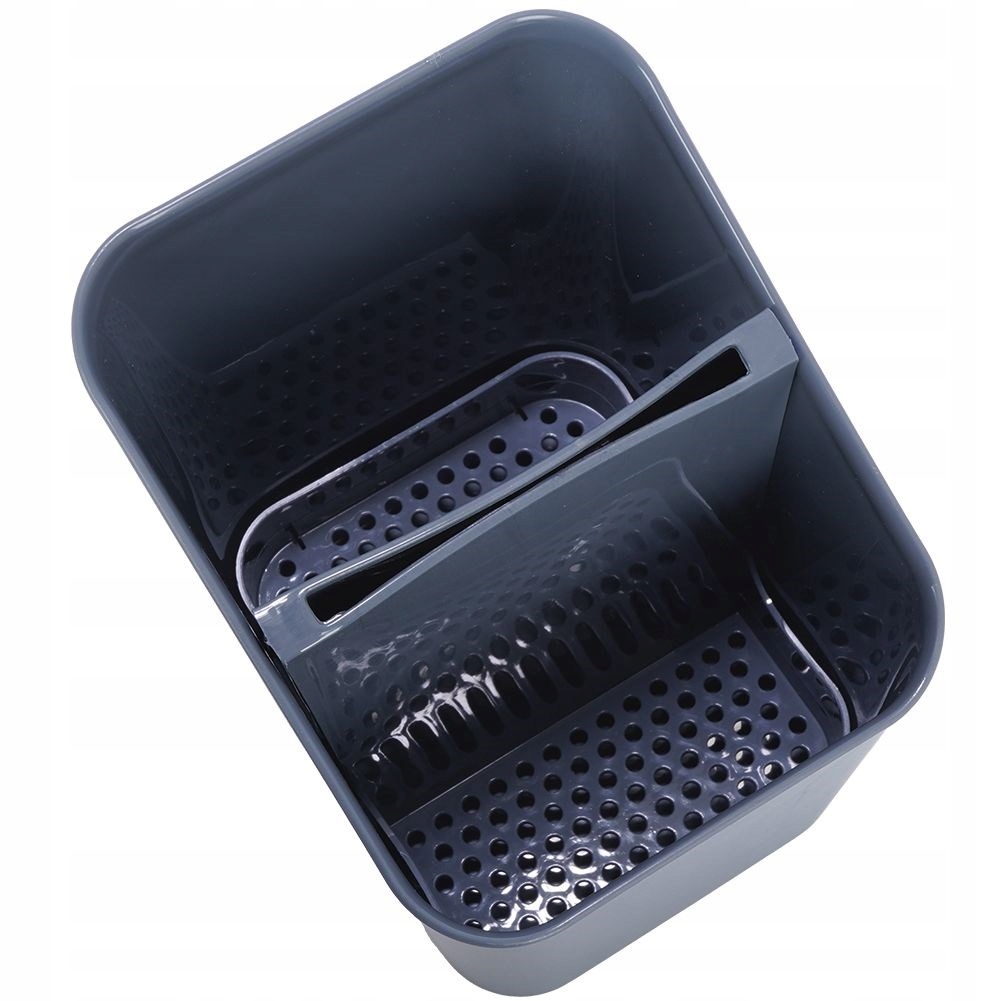 Pojemnik OCIEKACZ SZARY sztućce przybory kuchenne koszyk stojak plastikowy Długość 14 cm