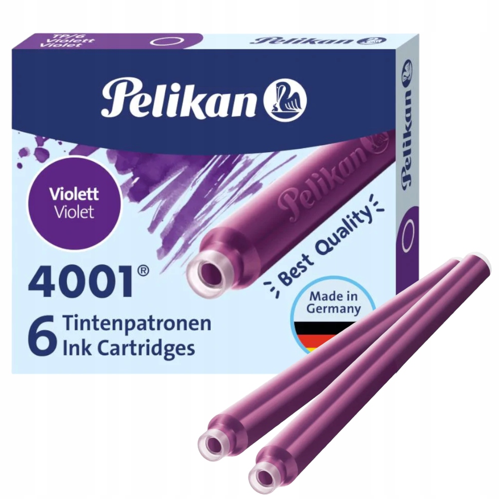 

Naboje do pióra atrament Pelikan 6 sztuk fioletowe