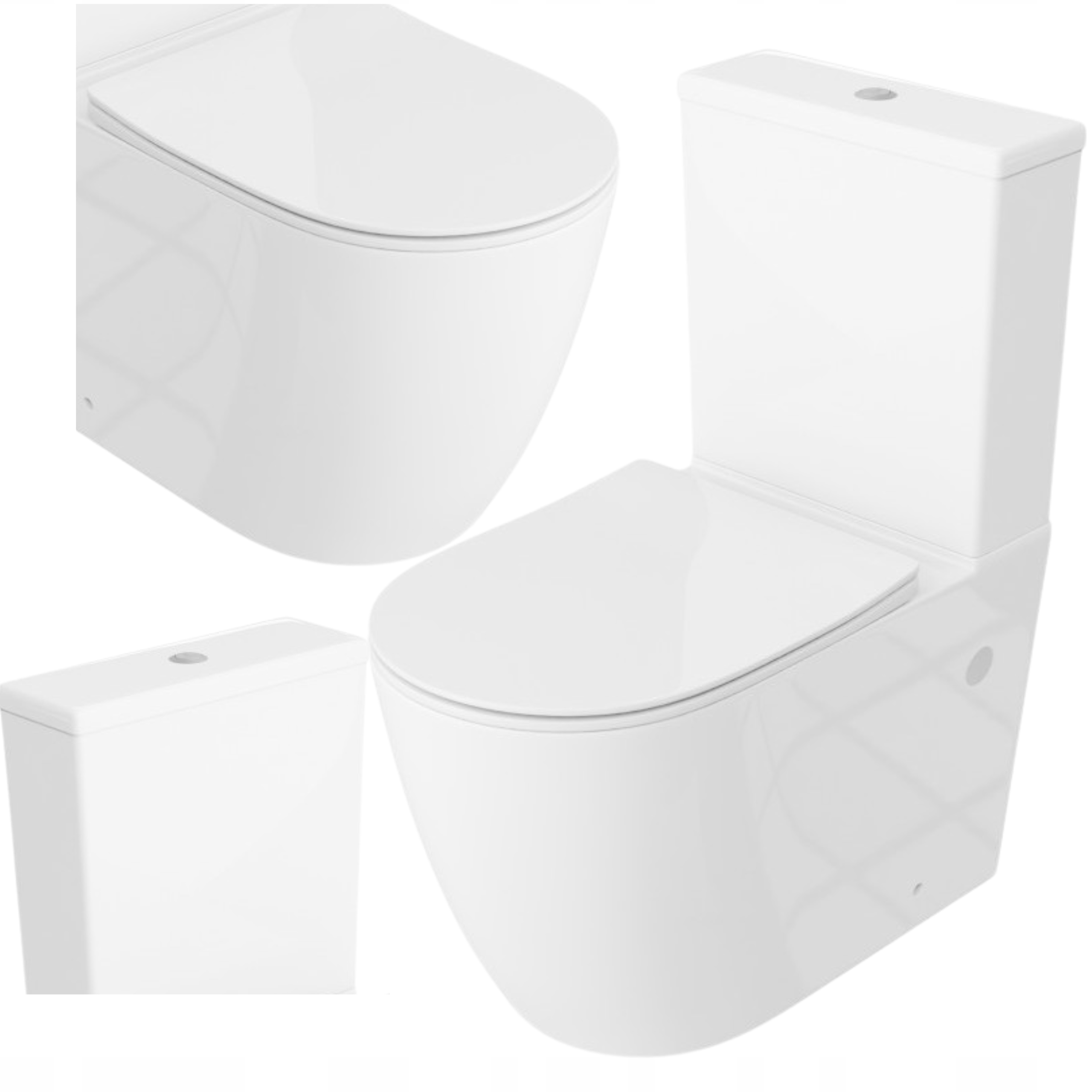 KOMPAKT WC STOJĄCY PIONOWY BIAŁY DESKA WOLNOOPADAJĄCA BEZRANTOWY ODPŁYW