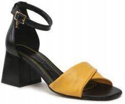 Žluté dámské sandály plné paty, stabilní kožené dámské sandály Karino 37