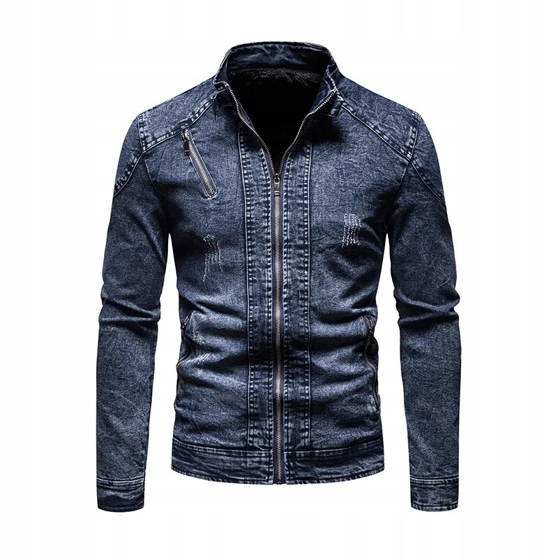 2023 New Men's Spring and Autumn Denim Jacket Men' Wzór dominujący mix wzorów
