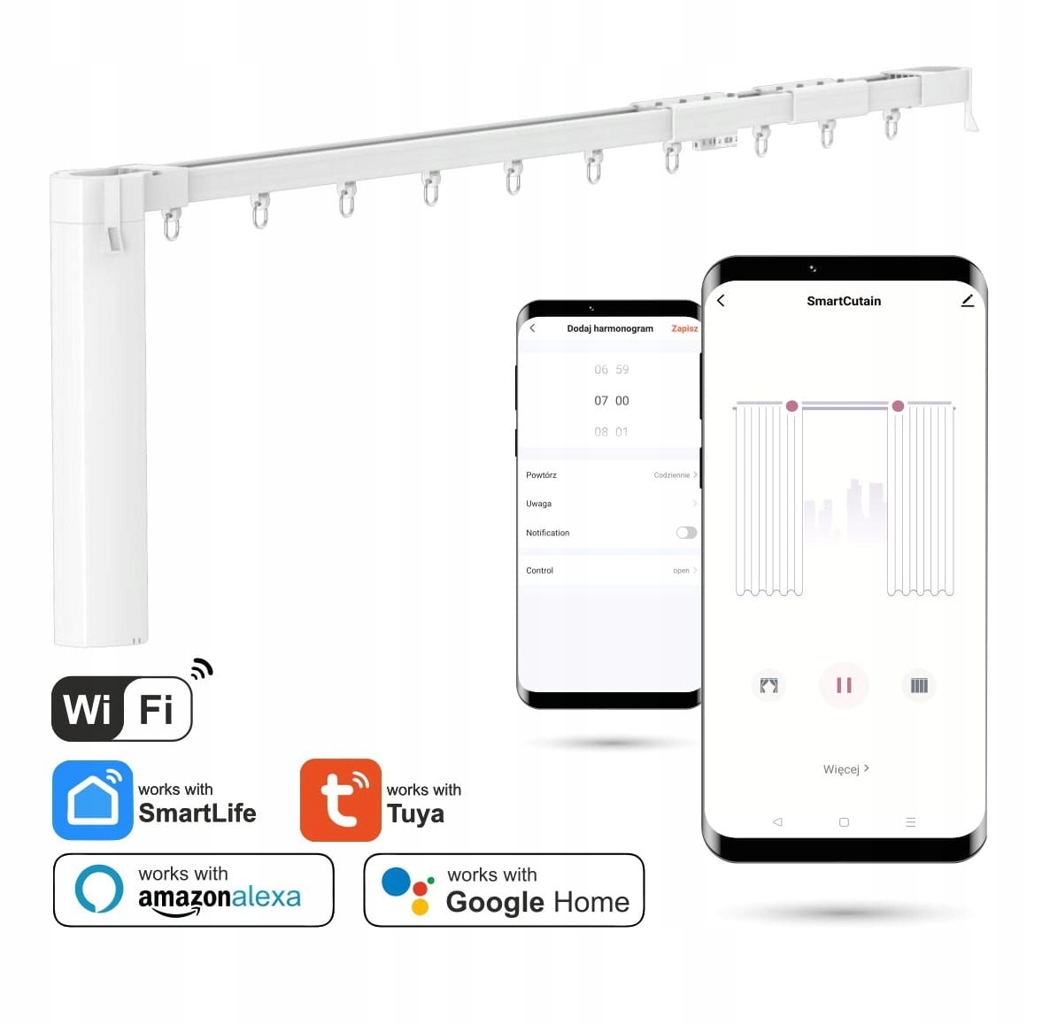 Elektrický záves WiFi Tuya 6,2 m kompletný