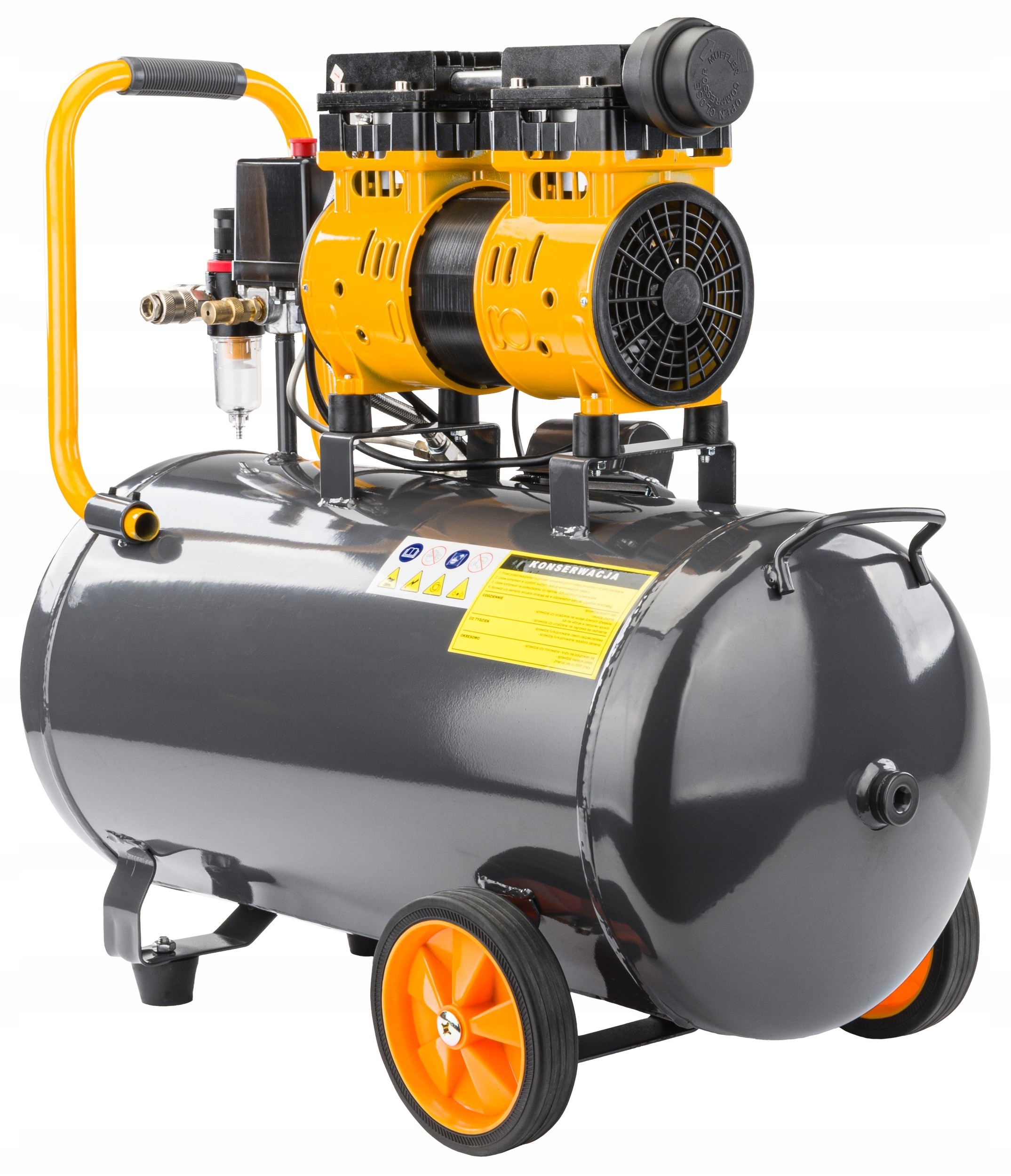 KOMPRESOR BEZOLEJOWY 50L SPRĘŻARKA 8 BAR 290l/min 230V SEPARATOR CICHY 59dB Moc (kW) 2.8 kW