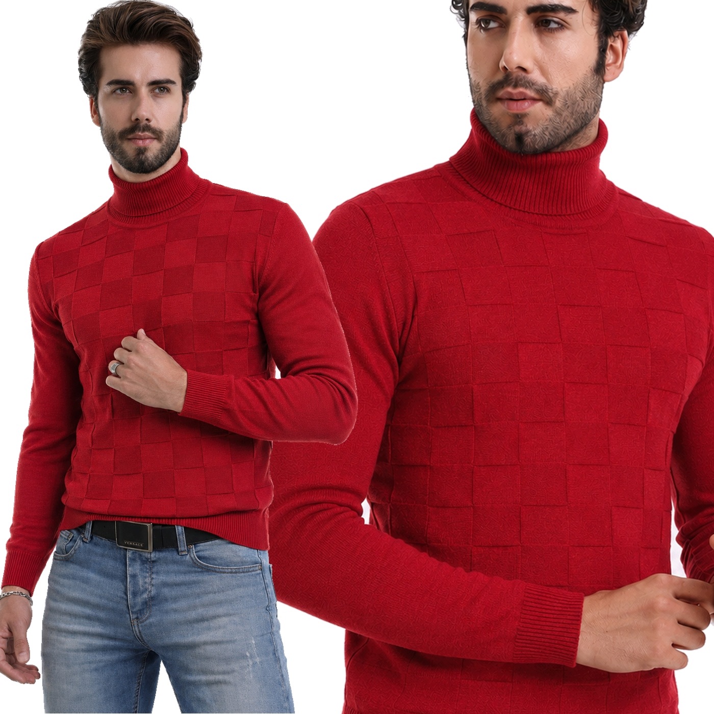 Pánský svetr Rolák Stojáček Cipo Baxx Klasický Slim Elegance
