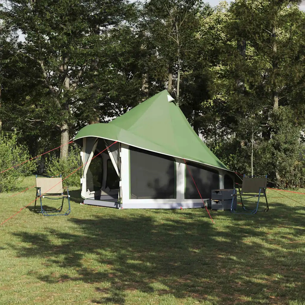 vidaXL Tipi stan se střechou Zelená 404 x 370 x 270 cm taft