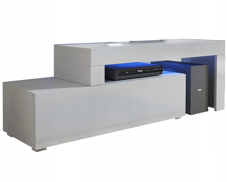 Komoda Szafka RTV ROZSUWANA 108-200 biały mat LED