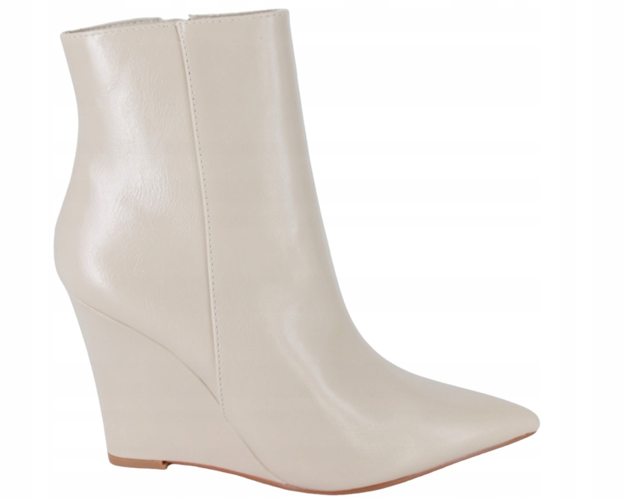 Kotníkové Boty Na Klínku Béžové Boty Na Klínku Eko Kožené Dámské Elegantní 40