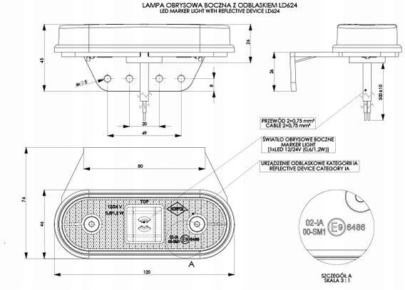 Lampa obrysowa obrysówka Naczepy LED Schmitz kogel Producent części Tangde