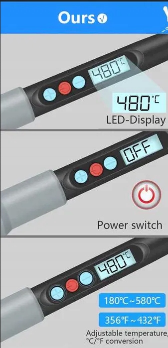 Lutownica z Podświetlanym LCD 90W 180-480 stopni Model Orange Rottweiler OR60W