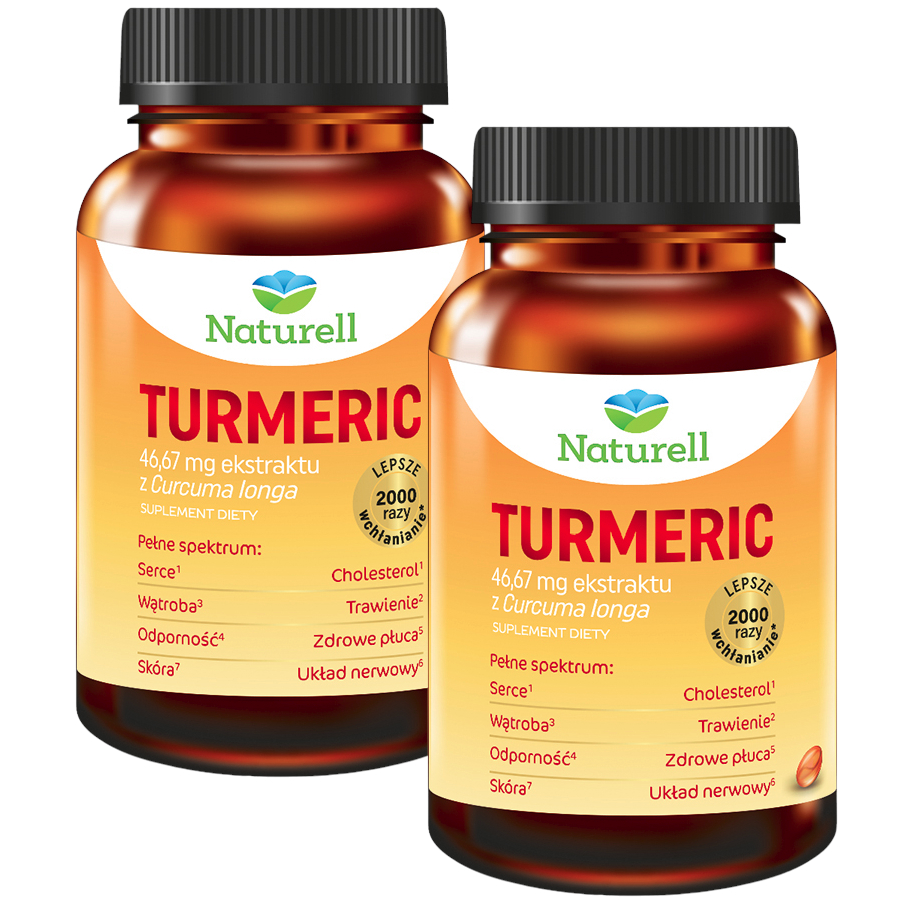 2x Naturell Turmeric kurkuma kurkumina 60 kapsułek