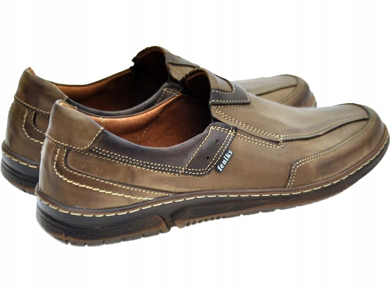 MĘSKIE POLSKIE MOKASYNY SKÓRZANE 102 BRĄZ 42 Kod producenta 102/BR/FE