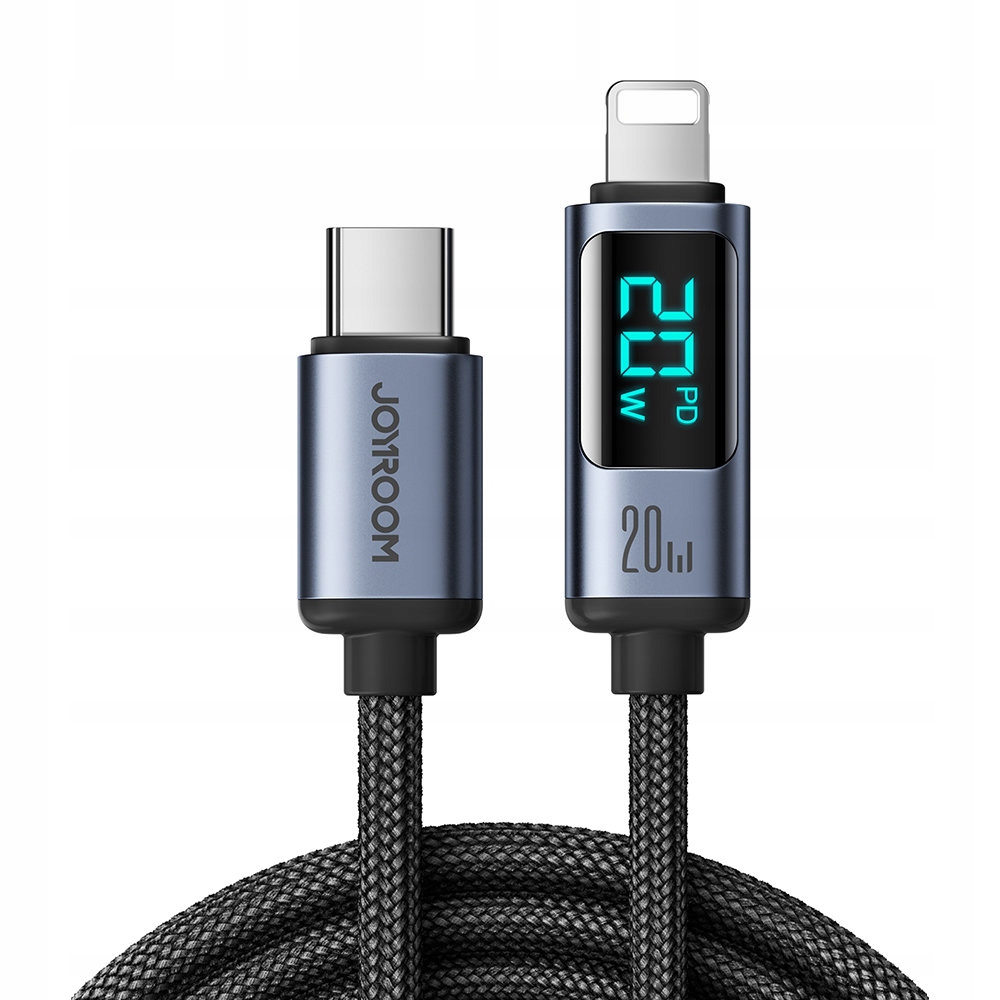 JOYROOM KABEL PRZEWÓD LIGHTNING - USB C 20W 1.2m Z WYŚWIETLACZEM DO IPHONE Kolor czarny