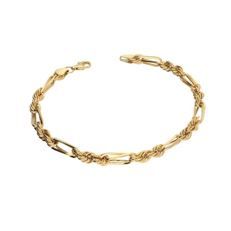 Zlatý náramek 585, kordová vazba s perníkem, 3.25 g jako dárek, 14kt 19 cm