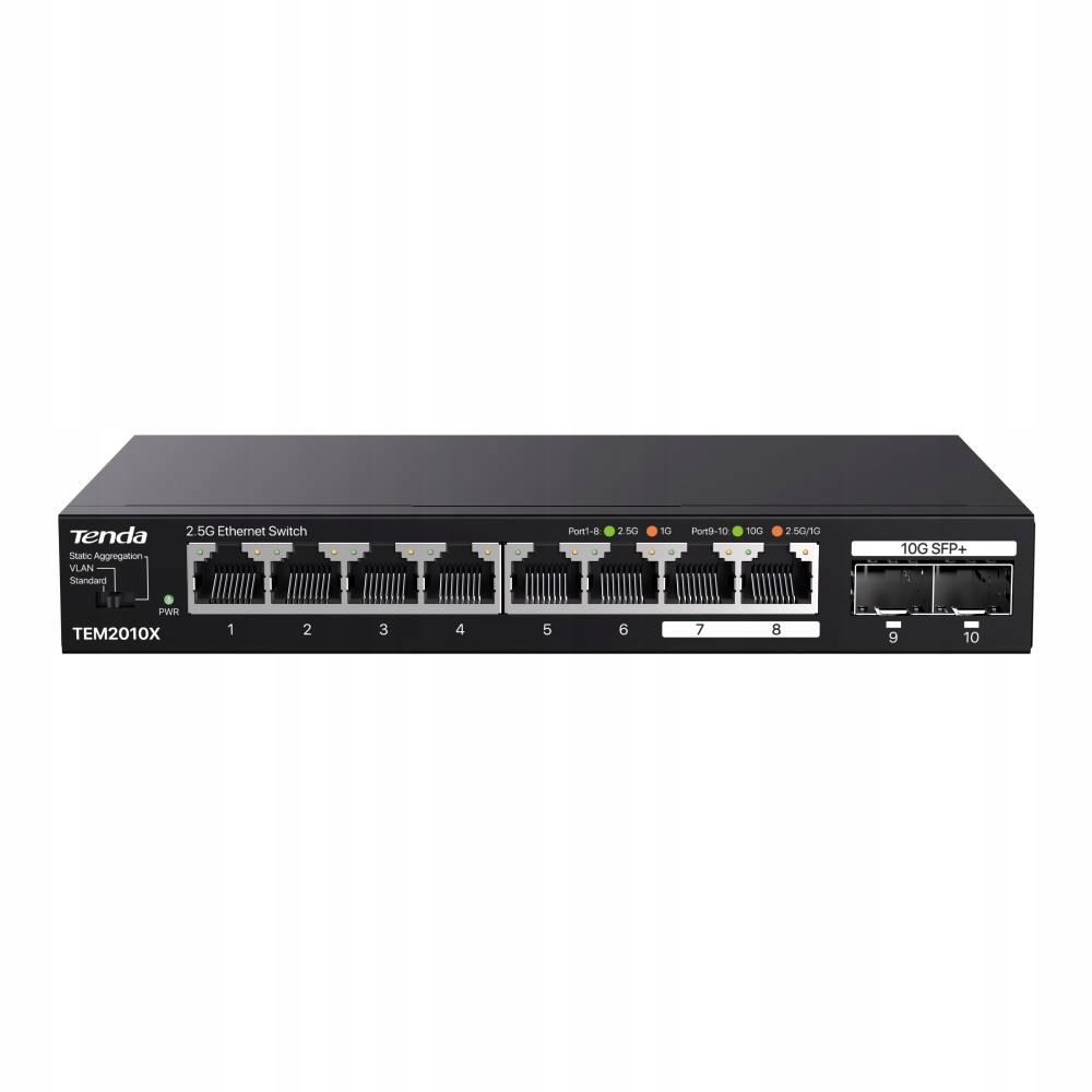 Tenda TEM2010X Multi-gigabit switch, 8x 2.5G RJ45 2x 10G Sfp+ port,…