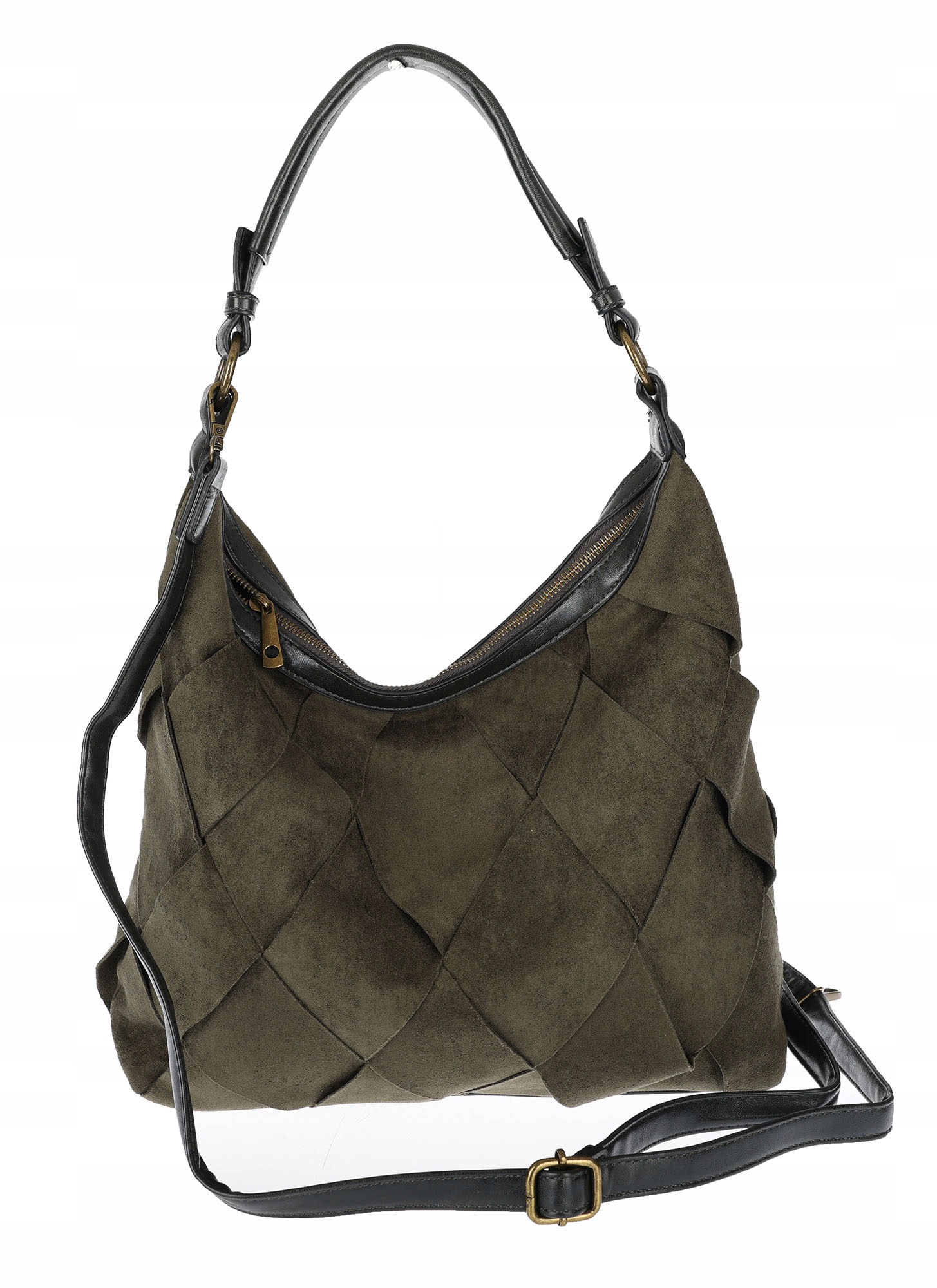 Dámská shopper kabelka, semišová taška, pletená, lehká taška TB49 Zelená