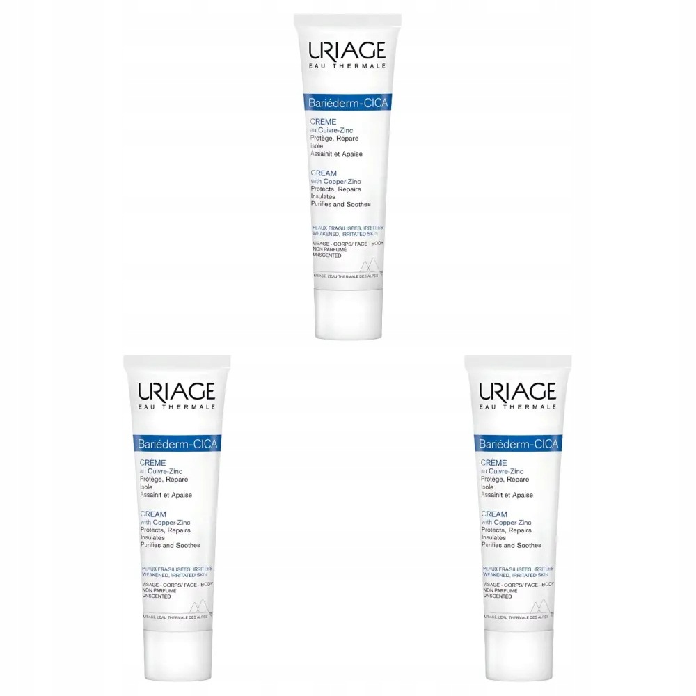 3x Uriage Bariederm Cica Krem regenerujący z Cu-Zn, 100 ml
