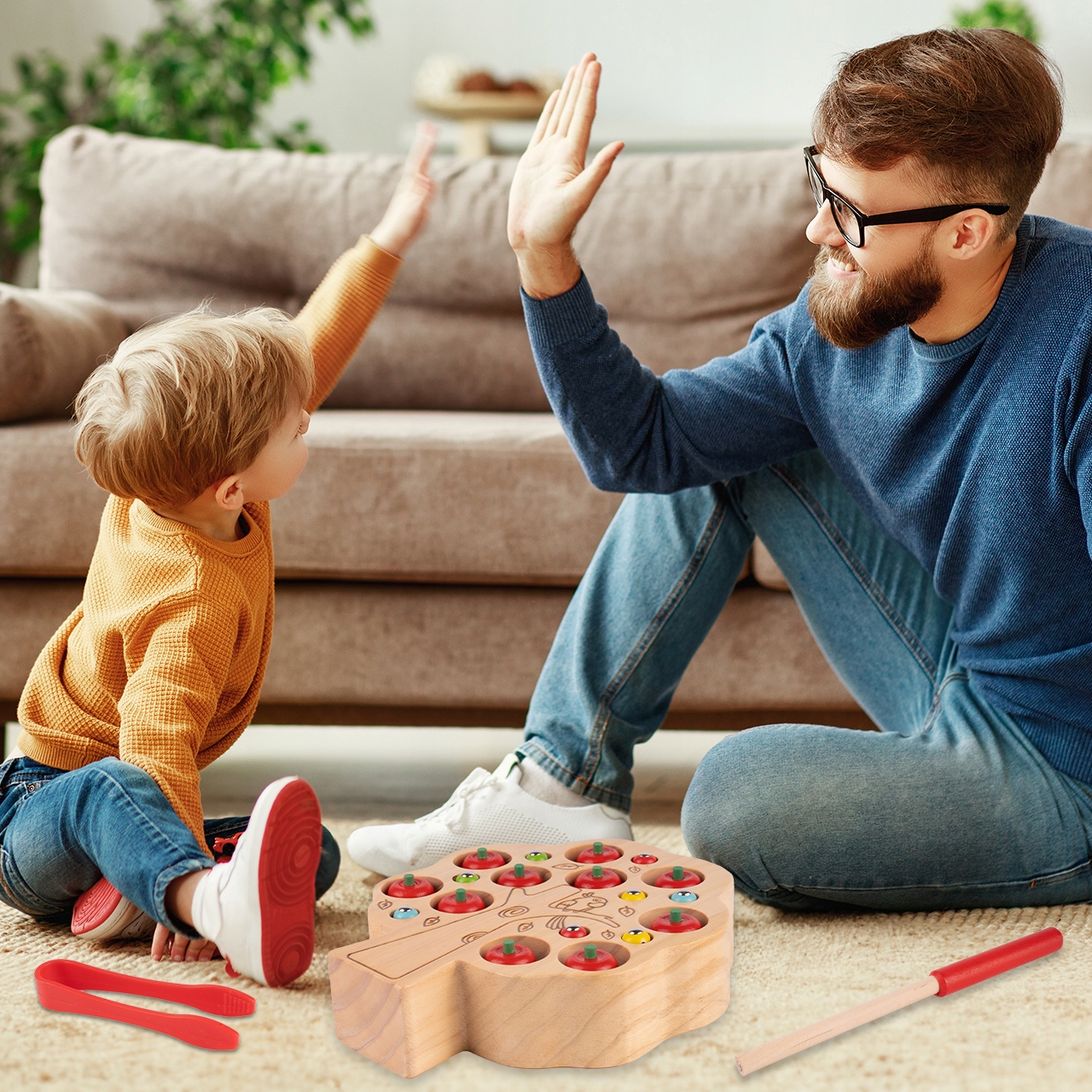 HOLZSPIEL MEGNETISCHES SPIELZEUG FANG EINEN WURM MONTESSORI ANGELN ANGELRUTE FÜR KINDER Marke MalPlay
