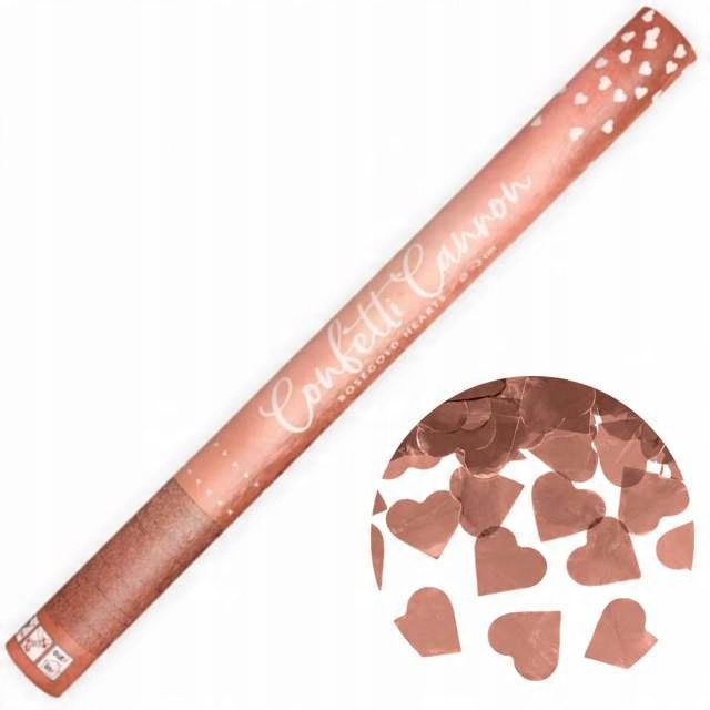 

Tuba strzelająca 60cm Serca różowe złoto rosegold