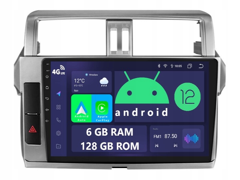 Radio 2DIN Nawigacja Android Toyota Land Cruiser Prado 150 Dsp 6/128 Gb Lte