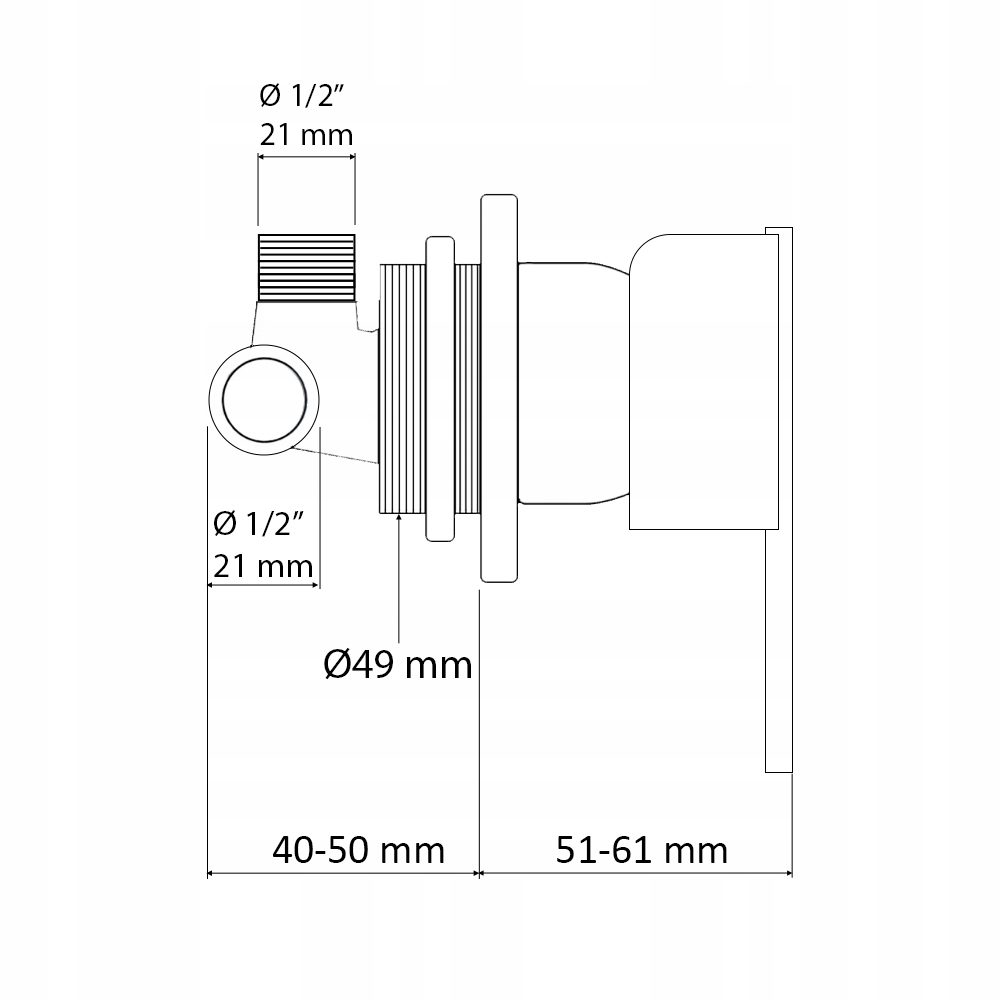 ZAWÓR BATERIA PRYSZNICOWA CIEPŁA ZIMNA 1/2 CALA GŁOWICA ON OFF MIESZACZ Linia Silver