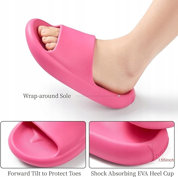 POSEE LEKKIE KLAPKI DAMSKIE PIANKOWE ANTYPOŚLIZGOWE 44-45 27,5 CM RÓŻOWE Materiał zewnętrzny pianka EVA