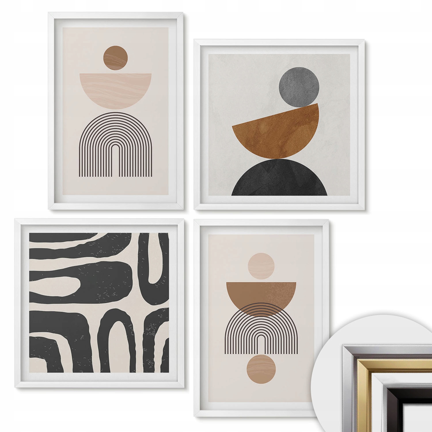 Sada 4 obrazů k zavěšení jako Dárek Abstraktní boho design