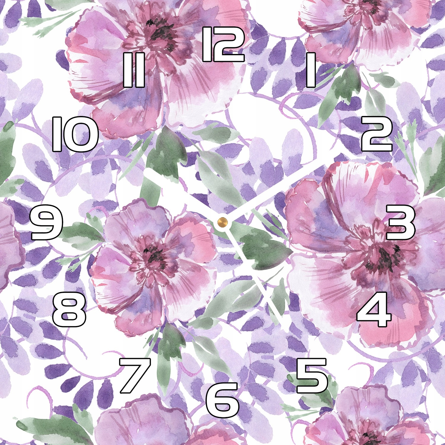 

Zegar ze szkła hartowanego Fioletowe kwiaty 30x30