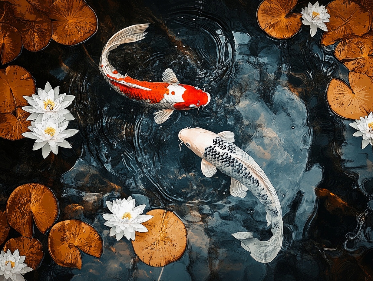 Obraz Na Plátně Canvas Ryby Kapry Koi Japonsko Vodní Lilie Natura 100x75