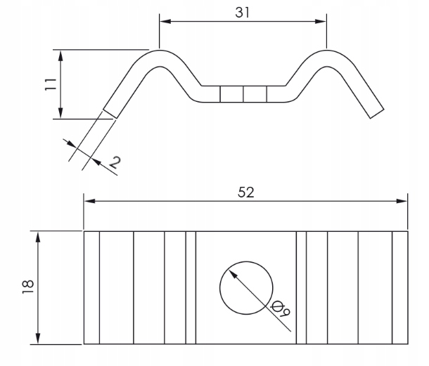 Klamra | uchwyt górny | agrafka do kraty wema Rodzaj inny