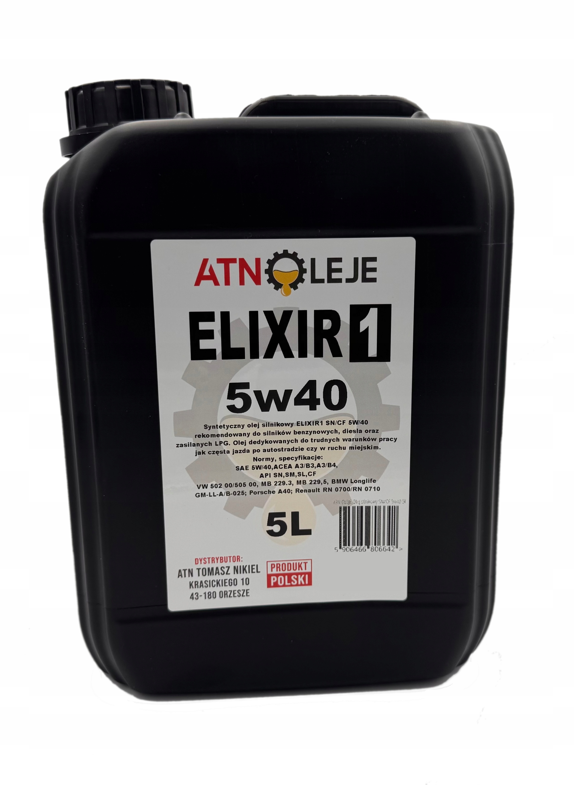 Olej silnikowy syntetyczny ELIXIR1 Sn/cf 5w40 5L
