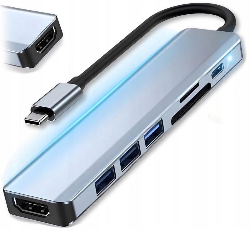 HUB USB BLOW ADAPTER ROZDZIELACZ 7 PORTÓW 3.0 2.0 METAL HDMI MICRO USB C PD