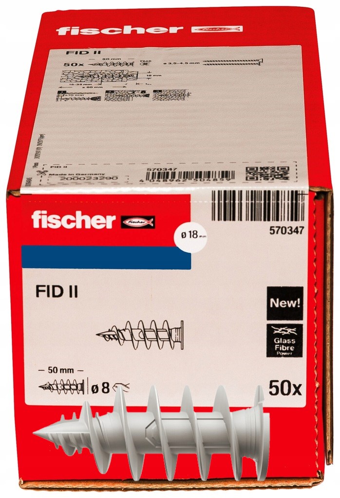 Kołki Ślimak Do Mocowania W Izolacji Termicznej 50mm Fischer Fid II 50szt