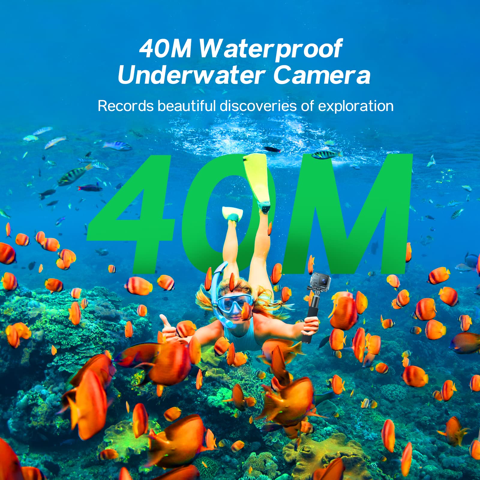 SURFOLA Kamera Sportowa 4K 20MP Wodoodporna 40M WiFi Z Mikrofonem — miniatura 2