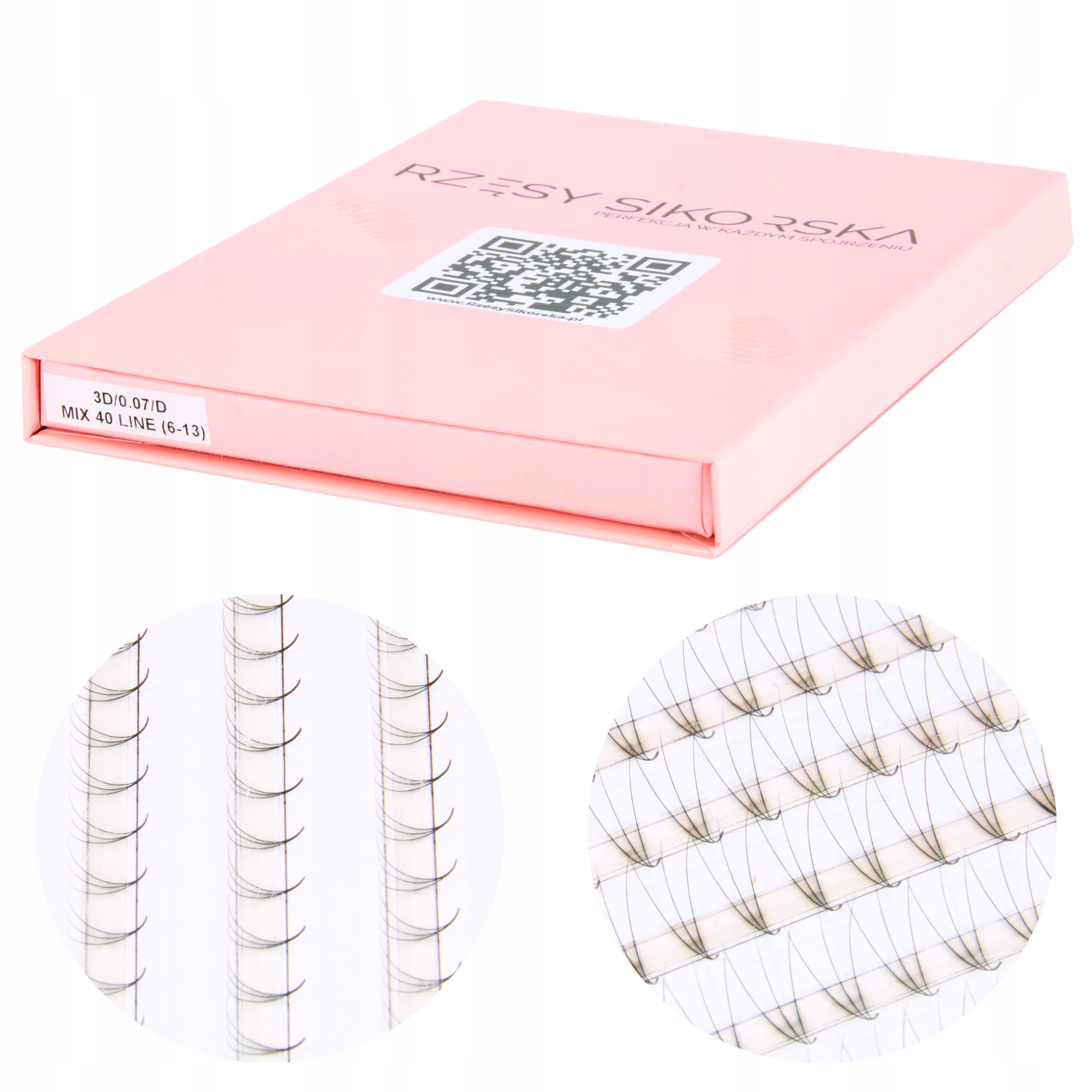Rzęsy Sikorska Gotowe Kępki Rzęs Pbt 3D/0,07/M (1200 Szt. 6-13) – MIX