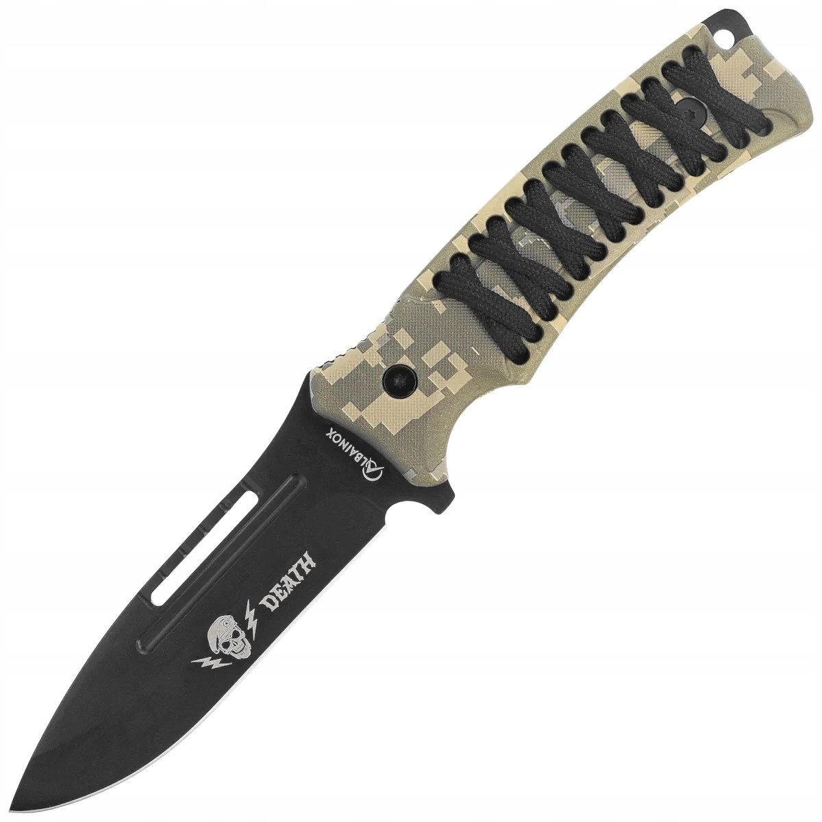 Nóż Martinez Albainox 32795 Abs Camo/Black Stringing, Black 3Cr13Mov