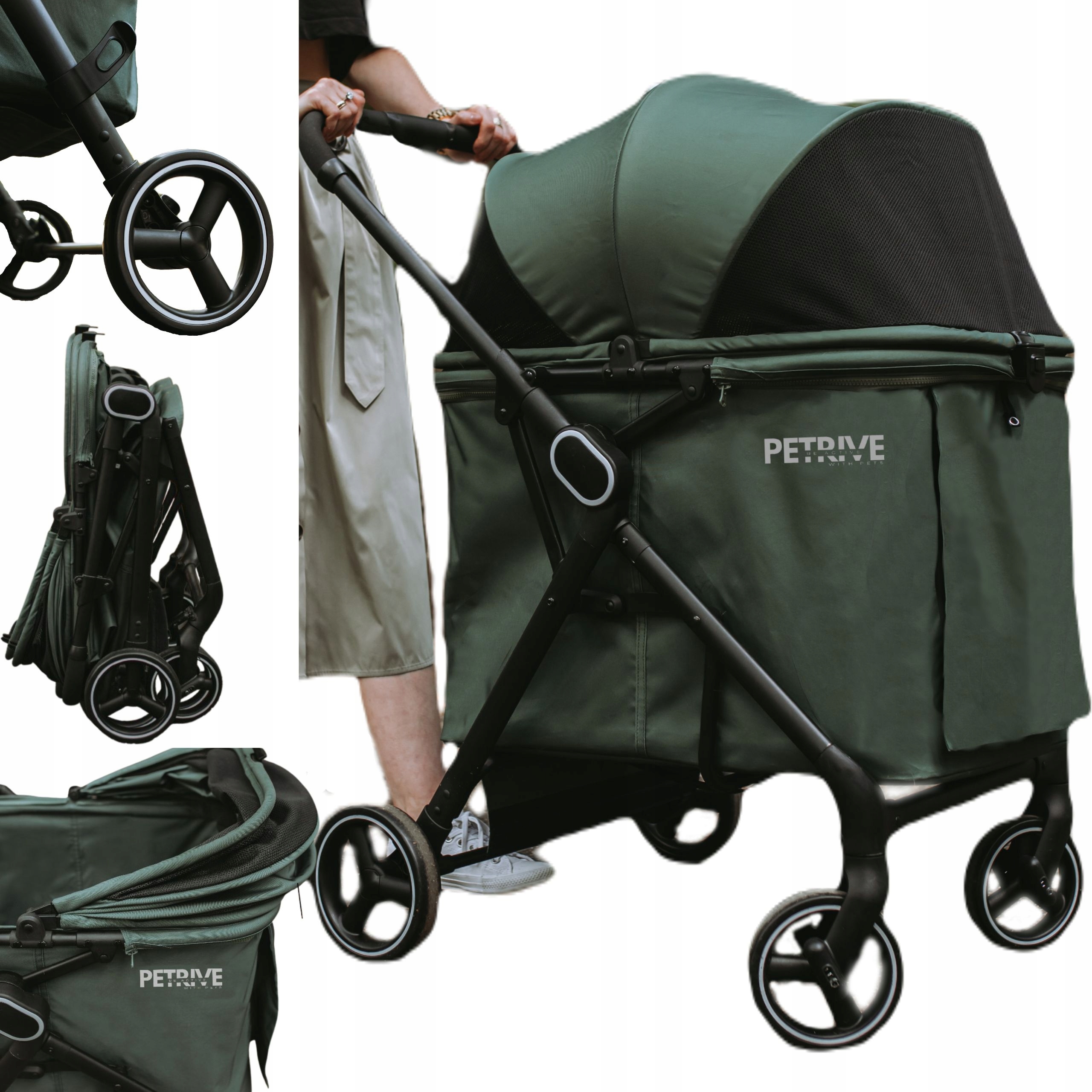 Levně Velký kočárek pro psy, kočárek pro několik psů Petrive do 30 kg, skládací