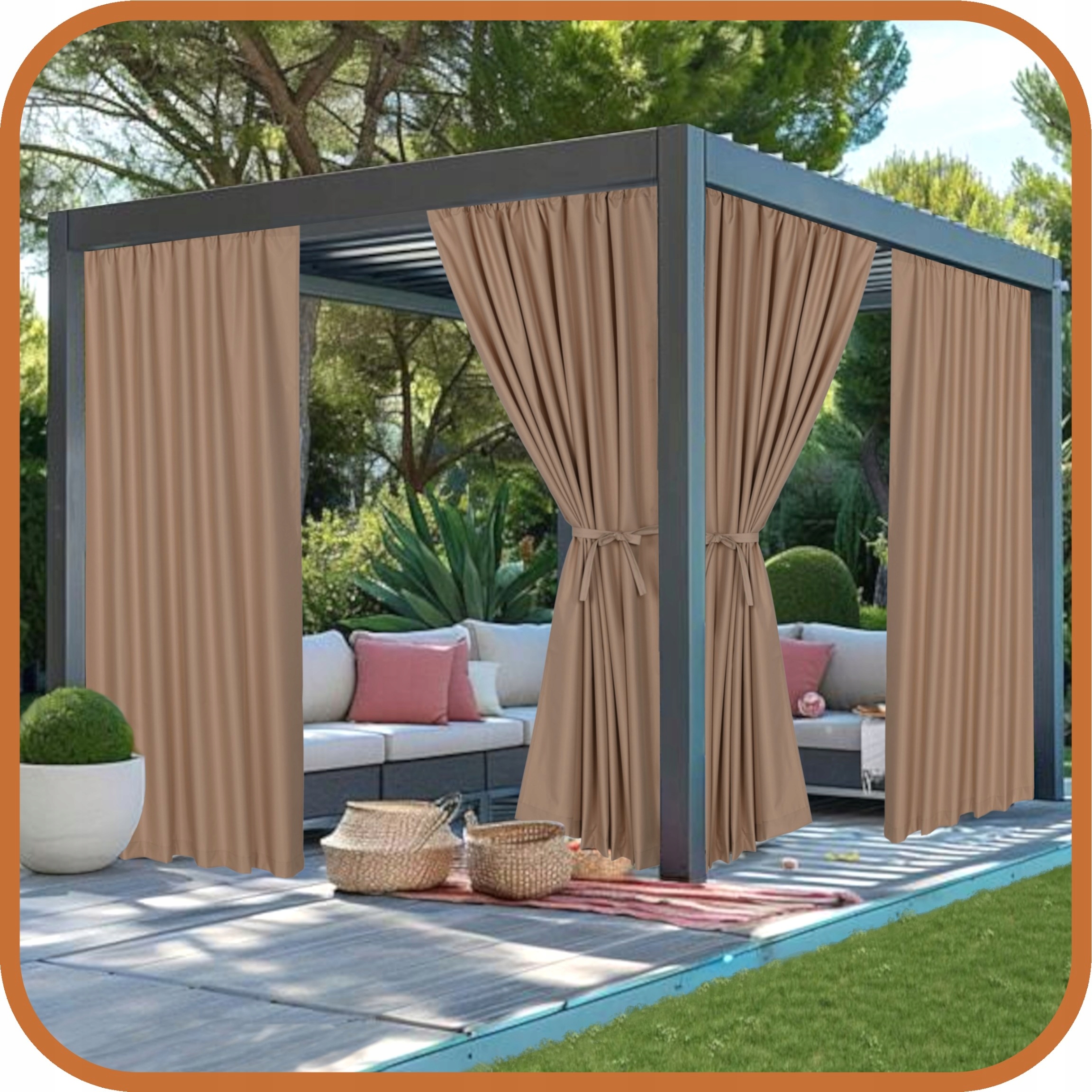 ZASŁONA TARASOWA OGRODOWA ZASŁONY TARASOWE OGRODOWE T 155x280 beżowa Liczba ścianek bocznych brak