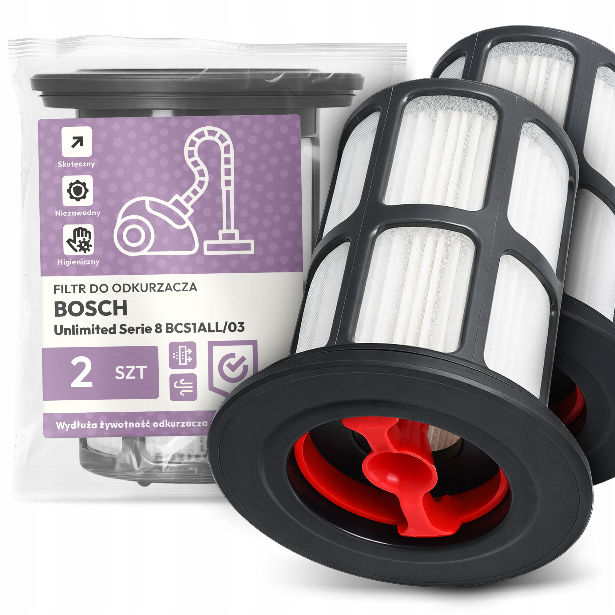 2x Filtr Pro Vysavač Bosch Unlimited Serie 8 BCS1ALL/03 Hepa Filtry Em-w