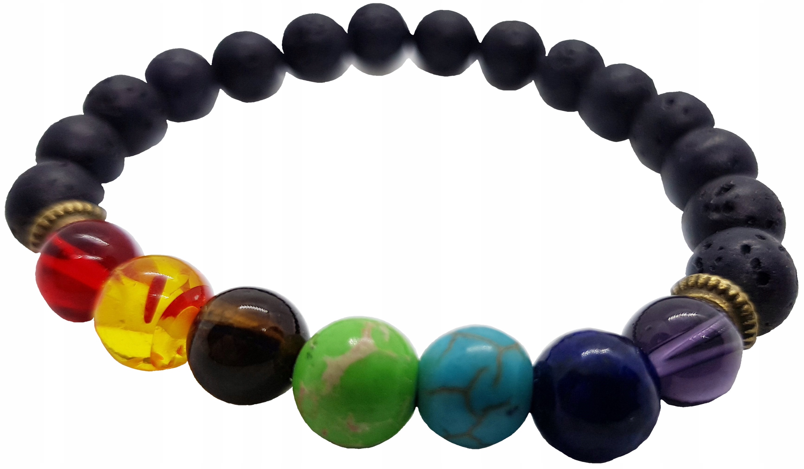 

Bransoletka 7 Czakr Czakramy Yoga Kamień Wulkanicz