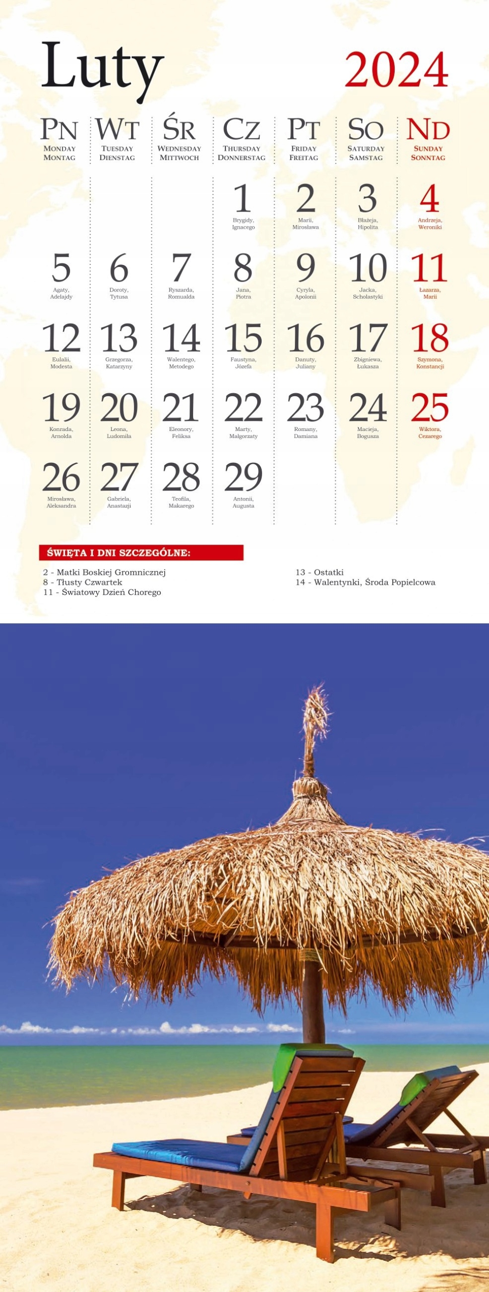 KALENDARZ PASKOWY POCZTÓWKOWY PODRÓŻE 12,5 X 33 CM 2024 Producent Artsezon