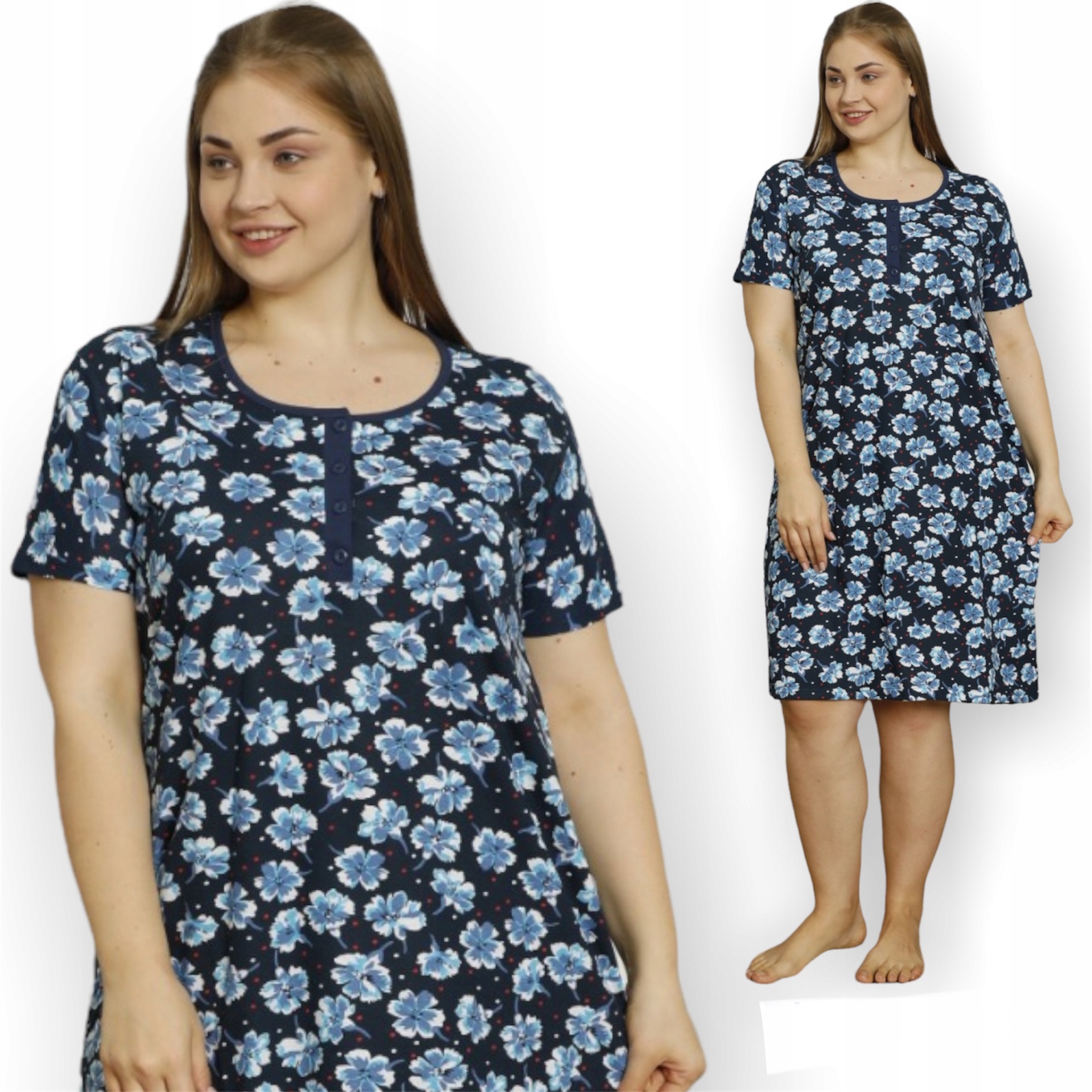 

Koszula Nocna Duze Rozmiary Krótki RĘKAW/4 Guziki