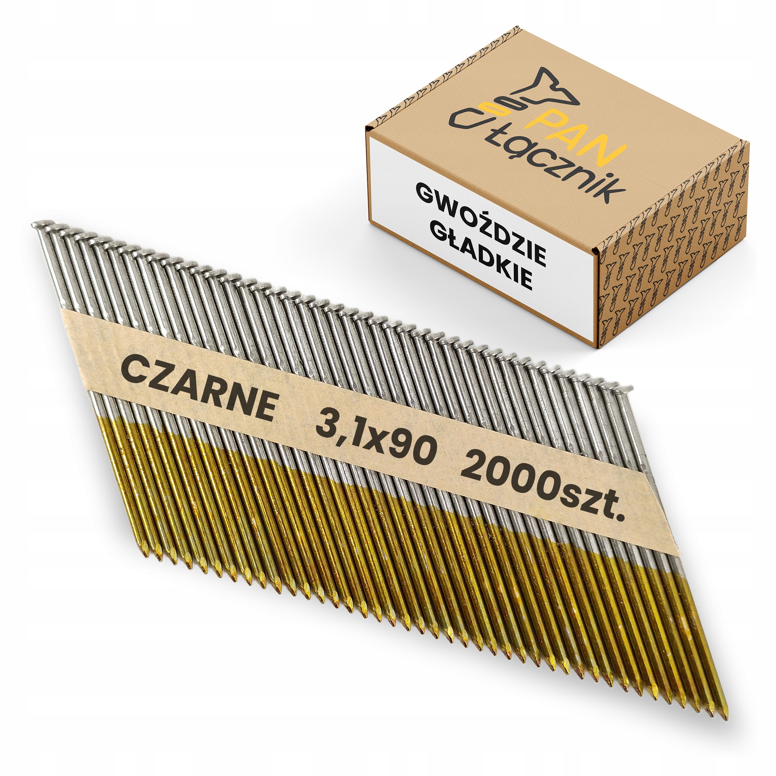 Hřebíky do hřebíkovačky spojené papírem 3,1x90mm 34° Hladké 2000ks