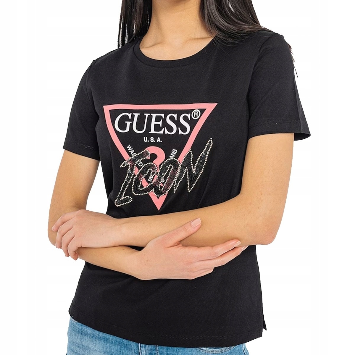 Dámské tričko Guess s černým logem Icon W3GI46I3Z14-JBLK Xs