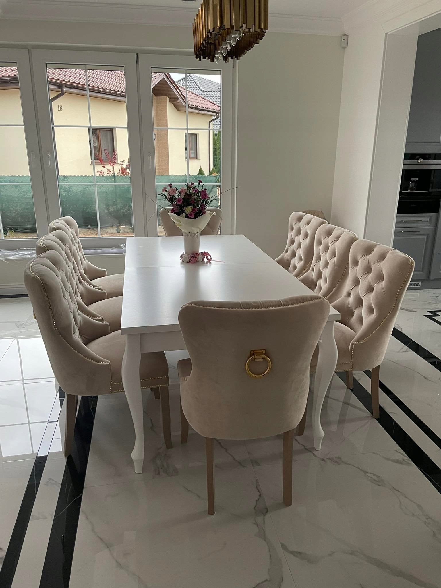 STYLOWY ZESTAW STÓŁ 100x200/300 +8 krzeseł GLAMOUR