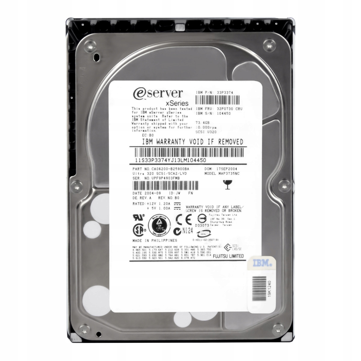 Ibm 32P0730 33P3374 73GB 10K 8MB Scsi U320 3.5'' MAP3735NC