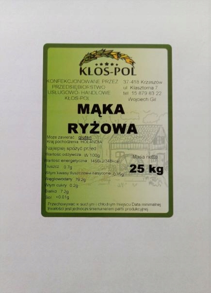 Mąka Ryżowa 25kg