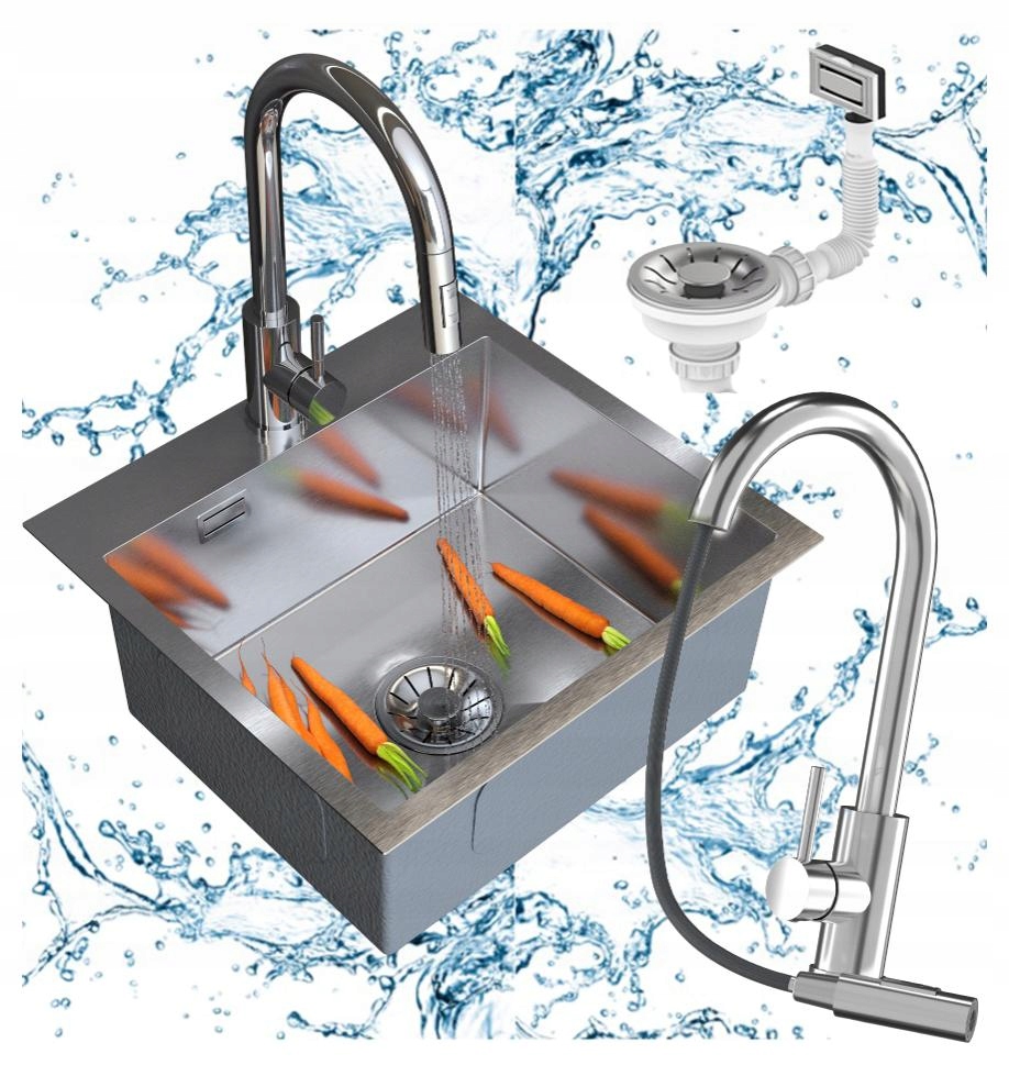 Nerezový dřez jednokomorový SILVO48 chrom Set Baterie Sifon Lux