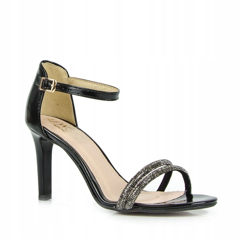 LaRoni 3308 Sandály Podpatky Kůže Černé 37