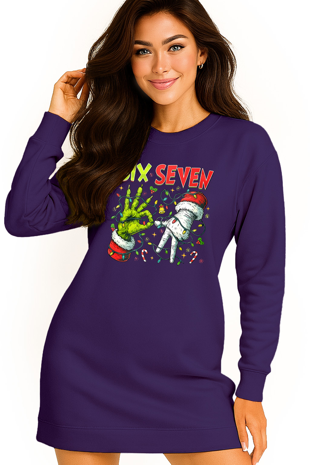 Mikina Dámská Vánoční Oversize Šaty Six Seven 67 Grinch Dárek XXL